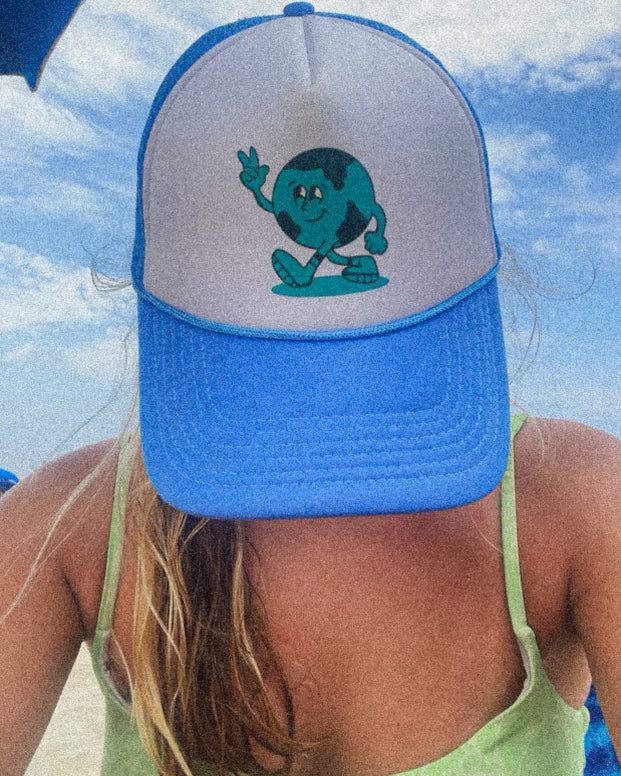 Earth Trucker Hat -- Sky Blue