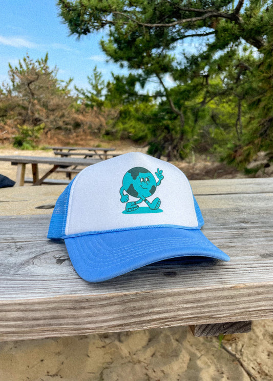 Earth Trucker Hat -- Sky Blue